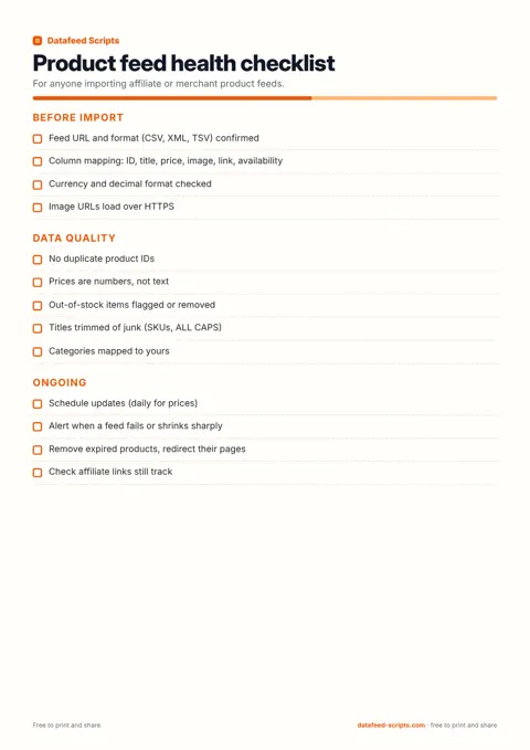 Product feed health checklist